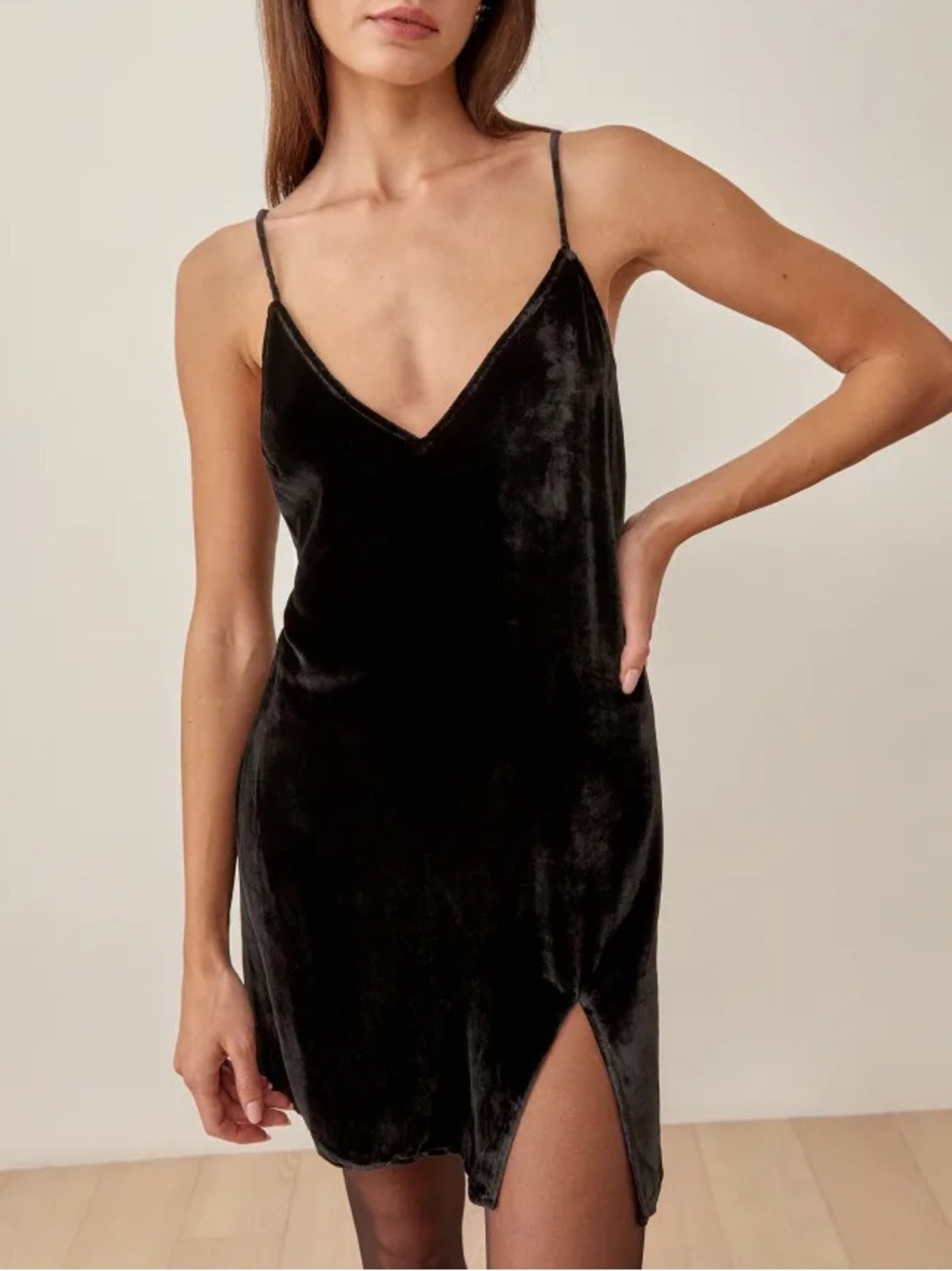 Reformation Lyza Black Mini Dress, NEW